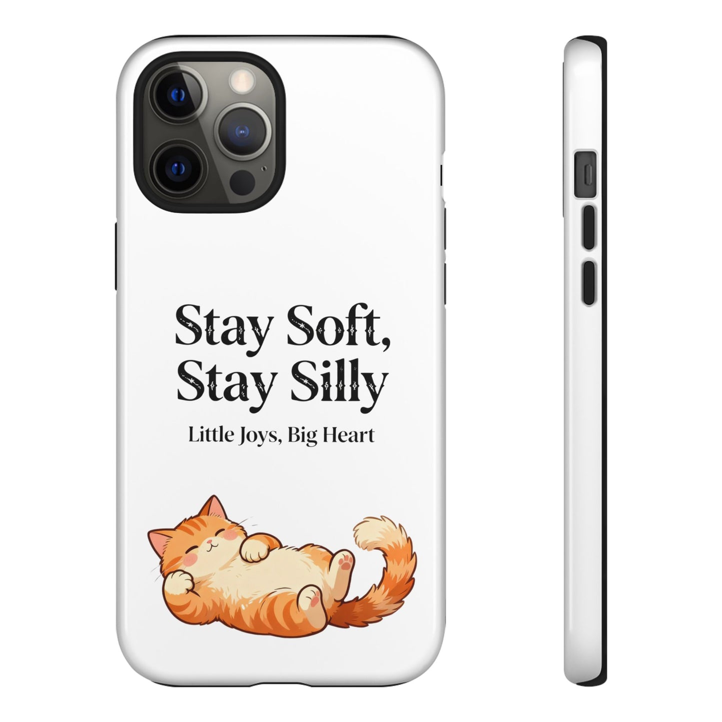Orange Cat Aesthetic Phone Case – Stay Soft, Stay Silly | Custom Text Available | Little Joys, Big Heart