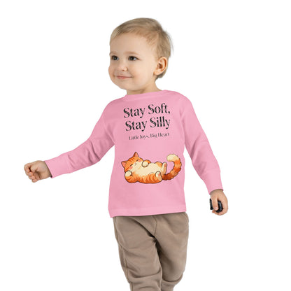 Adorable Sleeping Cat Toddler Long Sleeve – Soft & Playful “Stay Silly” Kids Top