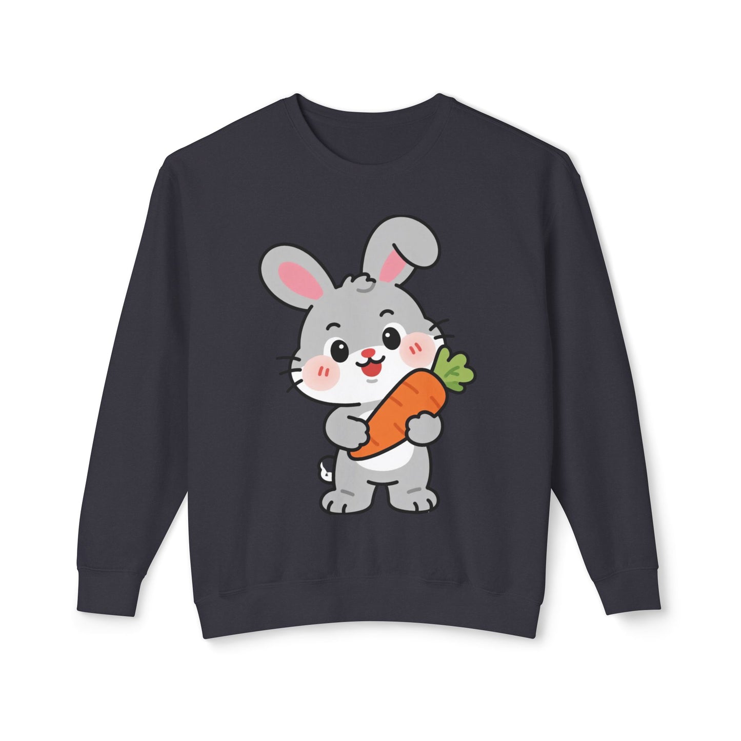 Adorable Bunny Vibes Crewneck – Cute Rabbit & Carrot Design, Aesthetic Cozy Sweatshirt for Her
