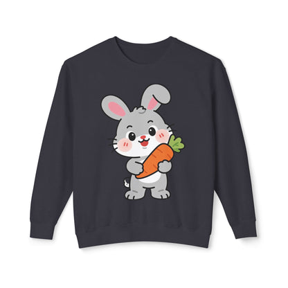 Adorable Bunny Vibes Crewneck – Cute Rabbit & Carrot Design, Aesthetic Cozy Sweatshirt for Her