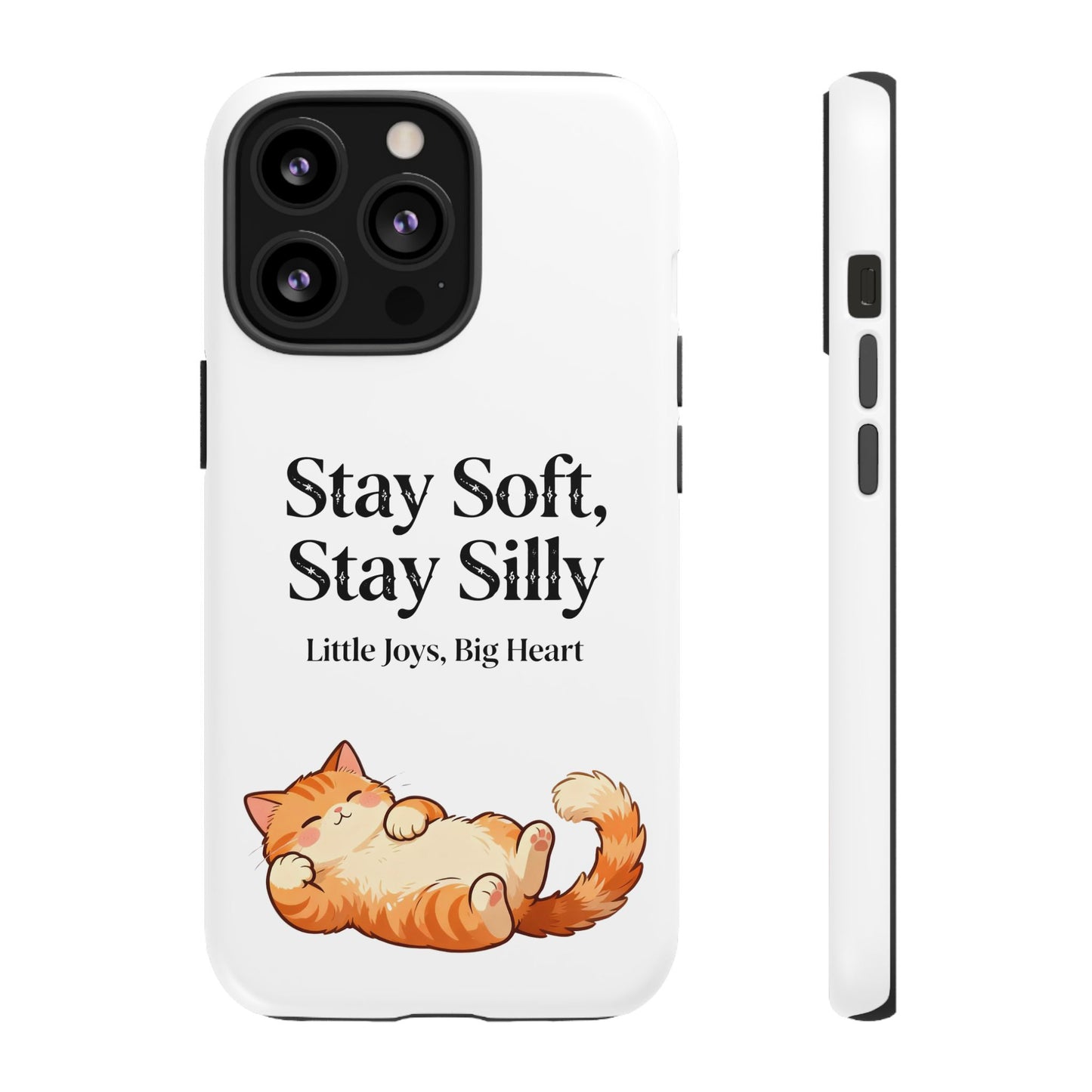 Orange Cat Aesthetic Phone Case – Stay Soft, Stay Silly | Custom Text Available | Little Joys, Big Heart