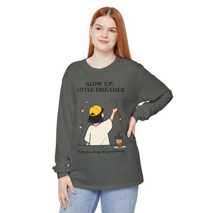 Glow Up Dreamer Long Sleeve Tee – Uplifting Inspirational Graphic Shirt