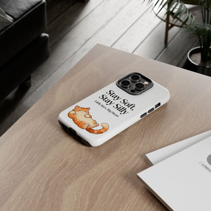Orange Cat Aesthetic Phone Case – Stay Soft, Stay Silly | Custom Text Available | Little Joys, Big Heart