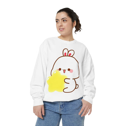 Kawaii Bunny and Star Sweatshirt – Cozy Cute Cartoon Crewneck for Dreamy Days
