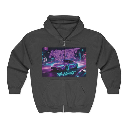 Custom Midnight Racer Zip-Up Hoodie – Personalized No Limits Racing Hoodie for Car Enthusiasts | Street Racing Zip Jacket