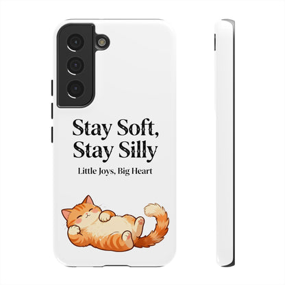 Orange Cat Aesthetic Phone Case – Stay Soft, Stay Silly | Custom Text Available | Little Joys, Big Heart