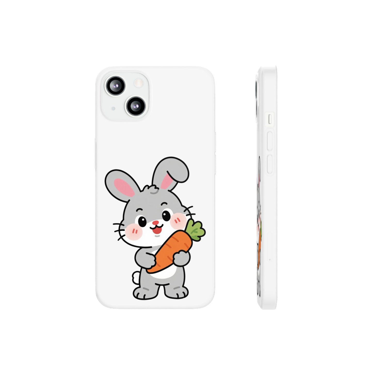 Playful Bunny Holding Carrot Phone Case – Soft, Charming Protective Cover