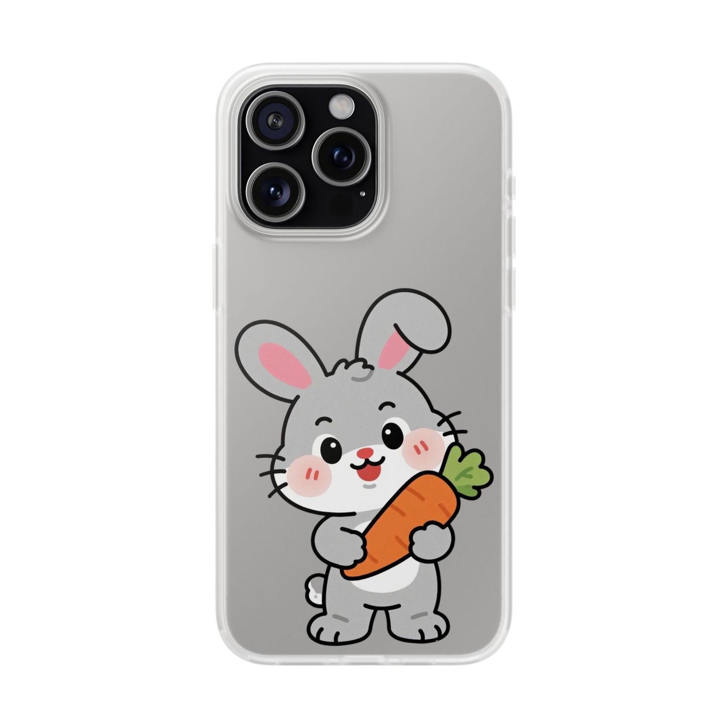 Playful Bunny Holding Carrot Phone Case – Soft, Charming Protective Cover