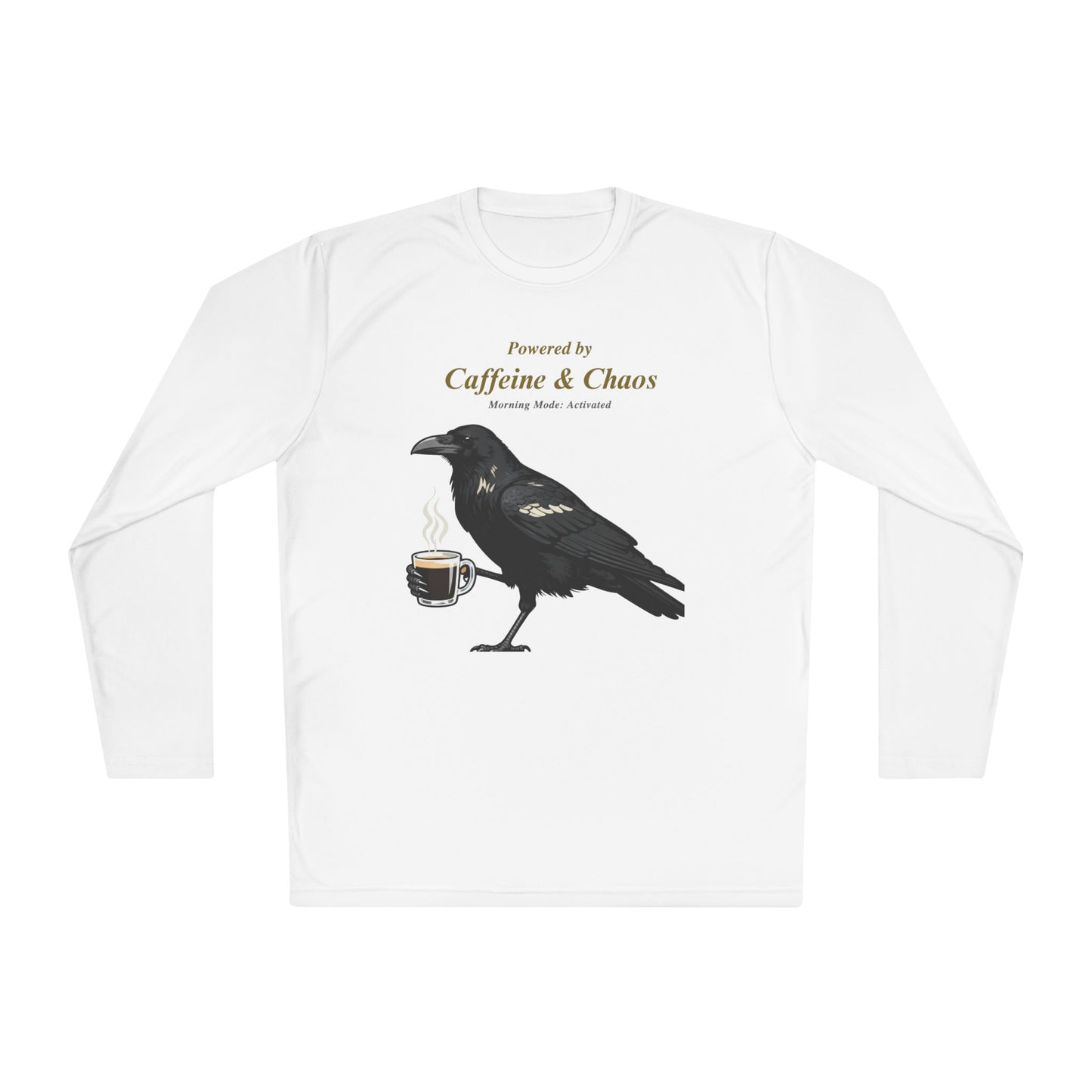 Raven Brew Crew Long Sleeve – Witty Coffee Graphic Tee for Daily Chaos and Late-Night Energy