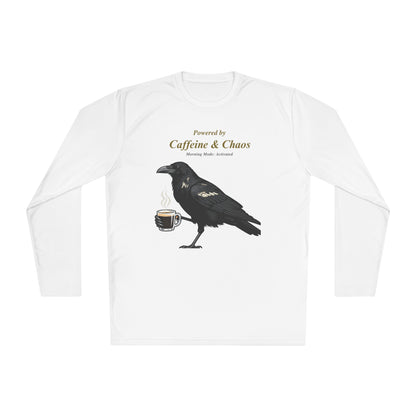 Raven Brew Crew Long Sleeve – Witty Coffee Graphic Tee for Daily Chaos and Late-Night Energy
