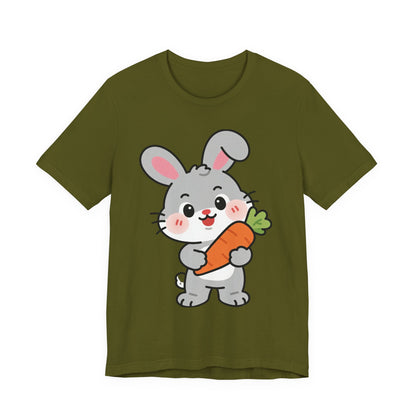 Sweet Bunny & Carrot Graphic Tee – Soft Pastel Rabbit Illustration Shirt
