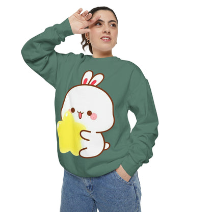 Kawaii Bunny and Star Sweatshirt – Cozy Cute Cartoon Crewneck for Dreamy Days