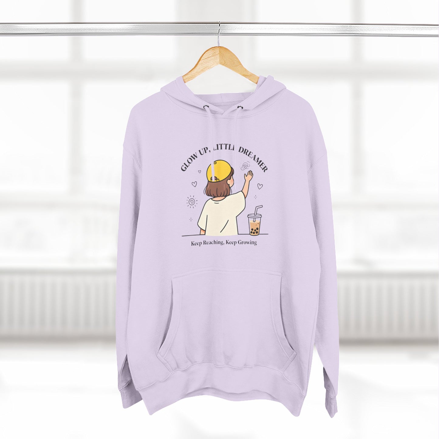 Kawaii Cat Café Hoodie – Soft Fleece Pullover with Relaxed Dreamer Message