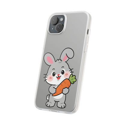Playful Bunny Holding Carrot Phone Case – Soft, Charming Protective Cover