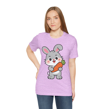 Sweet Bunny & Carrot Graphic Tee – Soft Pastel Rabbit Illustration Shirt