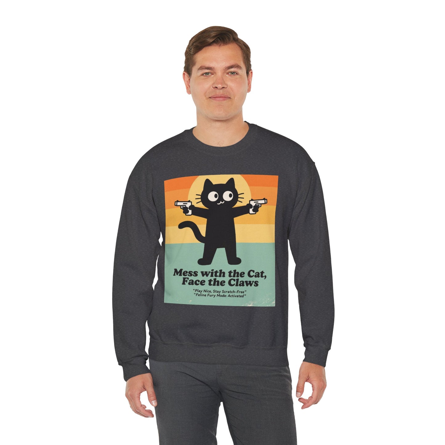 Claw Power Vintage Sweatshirt – Bold Cat Graphic with Retro Edge and Street Cool Vibe