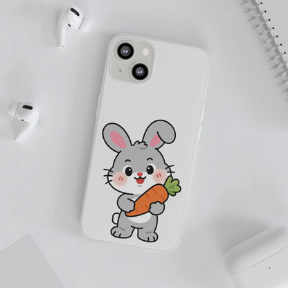 Playful Bunny Holding Carrot Phone Case – Soft, Charming Protective Cover