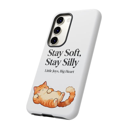 Orange Cat Aesthetic Phone Case – Stay Soft, Stay Silly | Custom Text Available | Little Joys, Big Heart