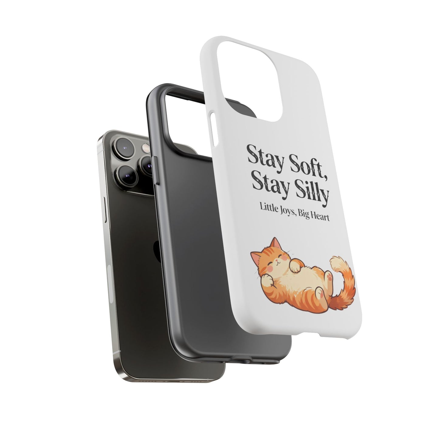 Orange Cat Aesthetic Phone Case – Stay Soft, Stay Silly | Custom Text Available | Little Joys, Big Heart