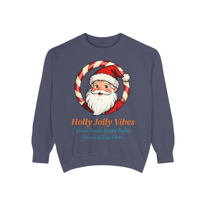 Vintage Santa Face Christmas Sweatshirt – Cozy “Holly Jolly” Holiday Pullover for Winter Cheer
