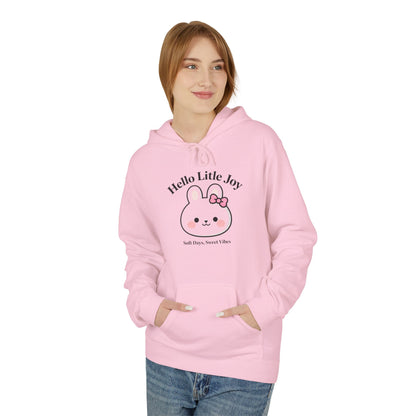 Kawaii Bunny “Hello Little Joy” Hoodie – Cute Rabbit Graphic Cozy Pullover