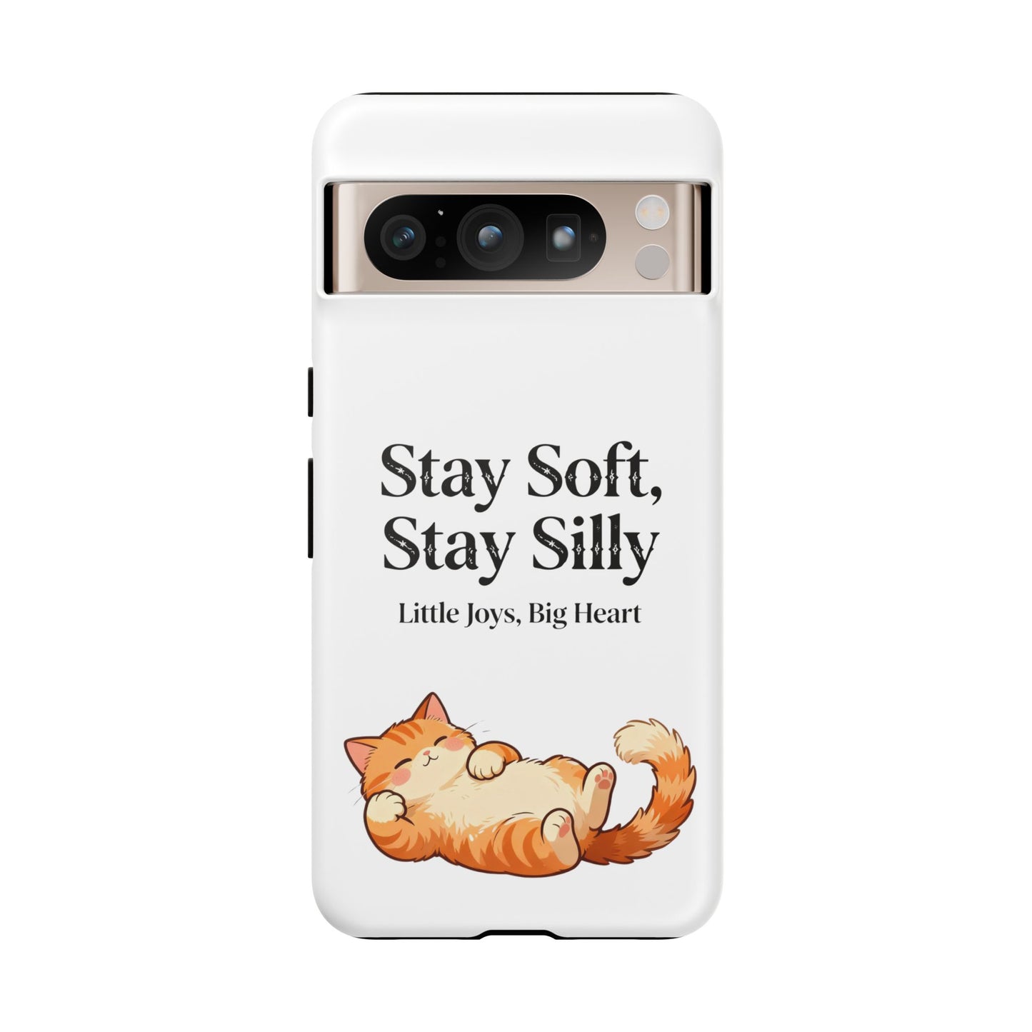 Orange Cat Aesthetic Phone Case – Stay Soft, Stay Silly | Custom Text Available | Little Joys, Big Heart
