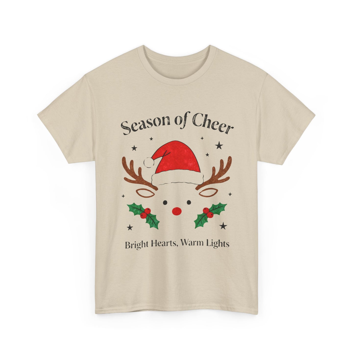 Bright Hearts Reindeer Christmas T-Shirt – Cozy Holiday Gift for Family and Friends
