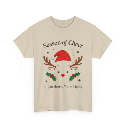 Bright Hearts Reindeer Christmas T-Shirt – Cozy Holiday Gift for Family and Friends