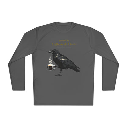 Raven Brew Crew Long Sleeve – Witty Coffee Graphic Tee for Daily Chaos and Late-Night Energy