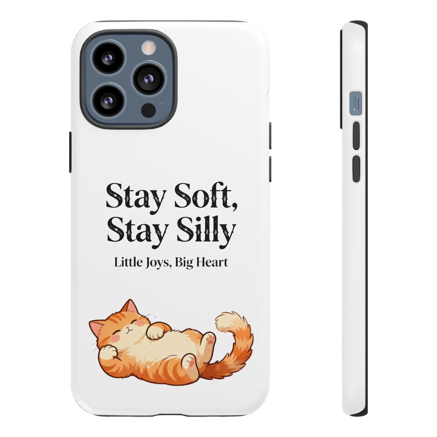Orange Cat Aesthetic Phone Case – Stay Soft, Stay Silly | Custom Text Available | Little Joys, Big Heart