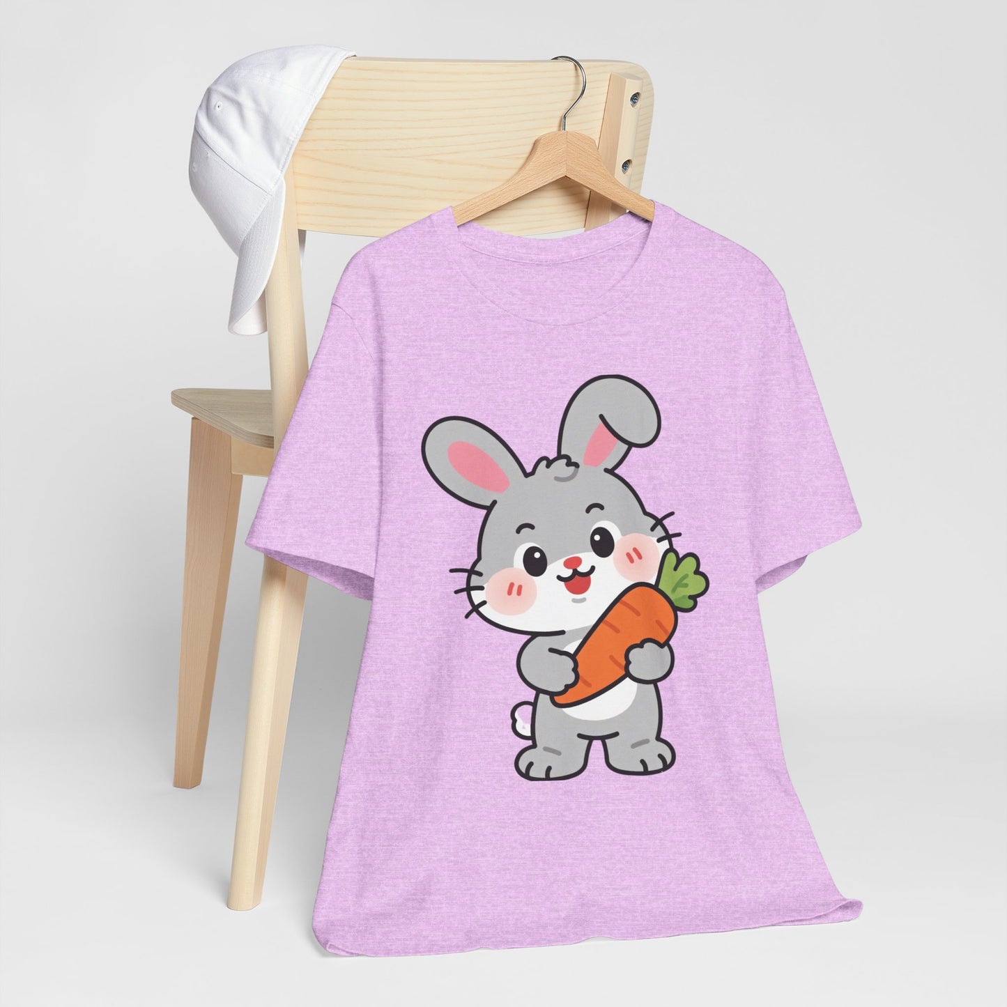 Sweet Bunny & Carrot Graphic Tee – Soft Pastel Rabbit Illustration Shirt
