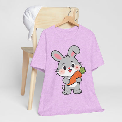 Sweet Bunny & Carrot Graphic Tee – Soft Pastel Rabbit Illustration Shirt