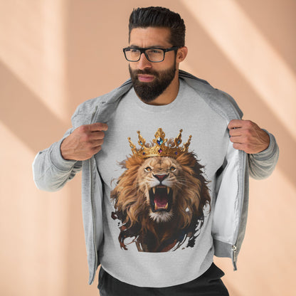 Royal King Lion Custom Crewneck Sweatshirt – Personalized Unisex Pullover