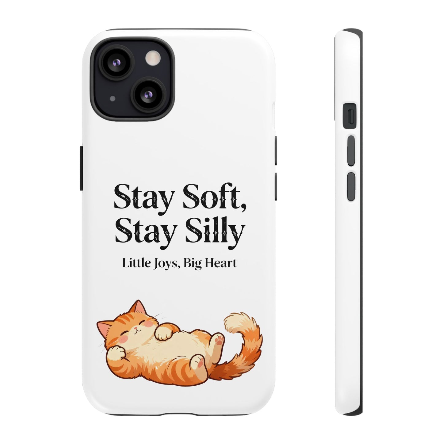 Orange Cat Aesthetic Phone Case – Stay Soft, Stay Silly | Custom Text Available | Little Joys, Big Heart