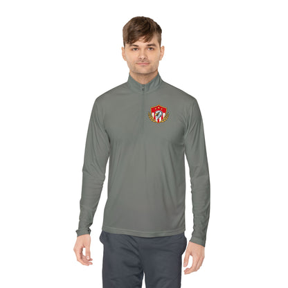 Heritage Quarter-Zip Pullover – Classic Military-Inspired Sweatshirt with Vintage Embroidered Crest