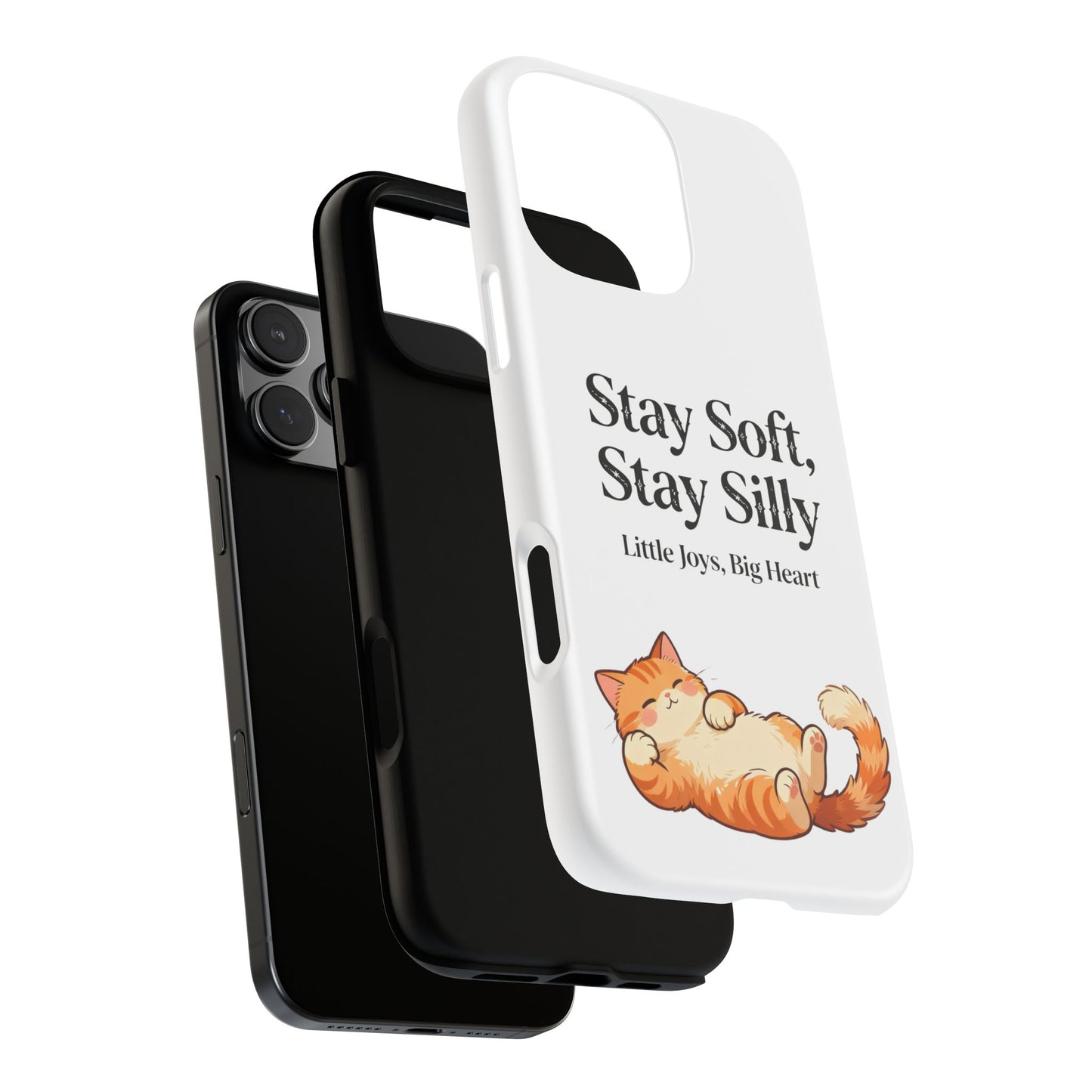 Orange Cat Aesthetic Phone Case – Stay Soft, Stay Silly | Custom Text Available | Little Joys, Big Heart