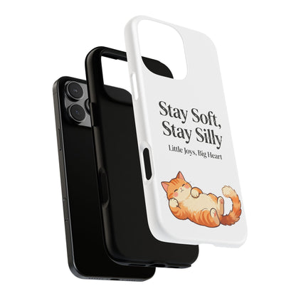 Orange Cat Aesthetic Phone Case – Stay Soft, Stay Silly | Custom Text Available | Little Joys, Big Heart