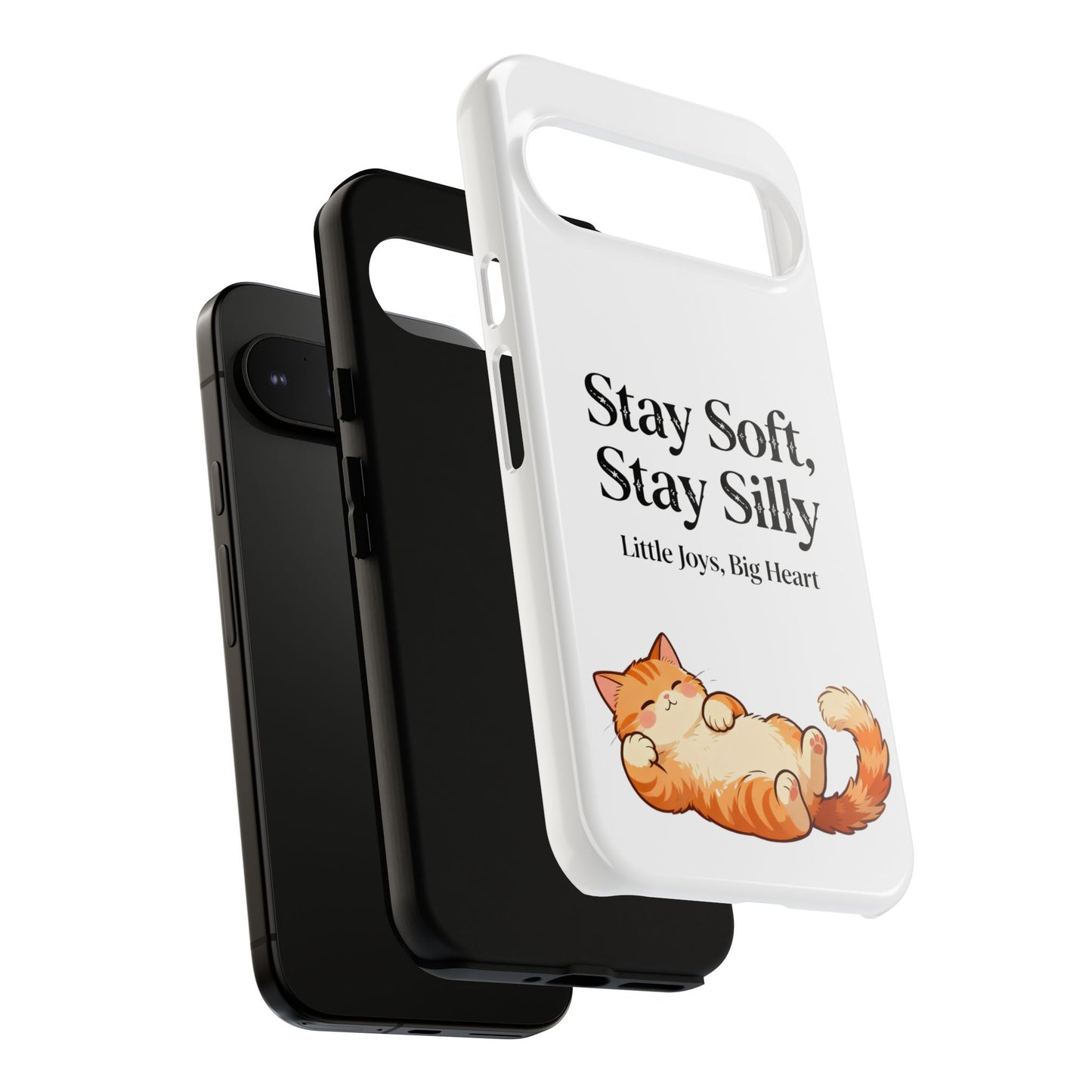 Orange Cat Aesthetic Phone Case – Stay Soft, Stay Silly | Custom Text Available | Little Joys, Big Heart