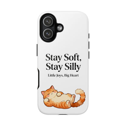 Orange Cat Aesthetic Phone Case – Stay Soft, Stay Silly | Custom Text Available | Little Joys, Big Heart