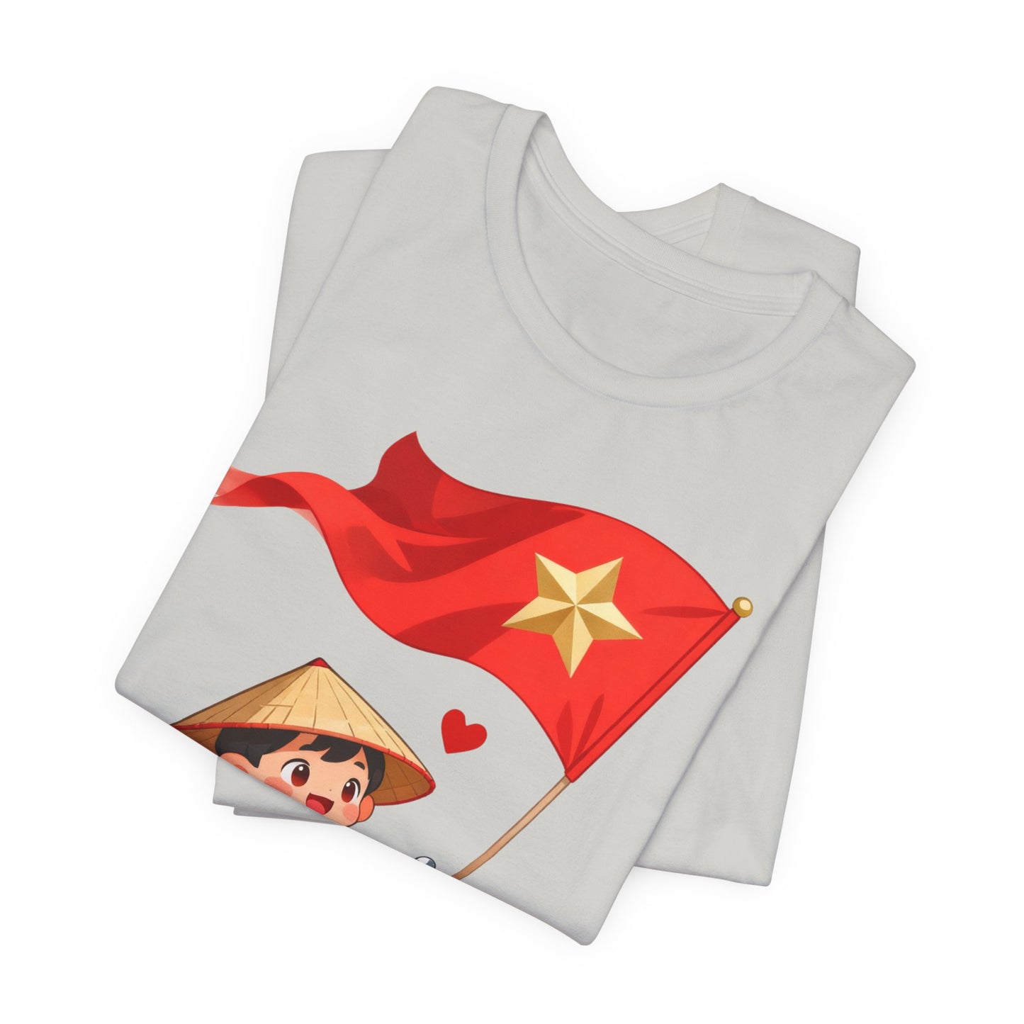 intage Vespa Rider Tee – Adorable Kid & Star Flag Illustration, Travel-Style Vietnam Graphic Shirt