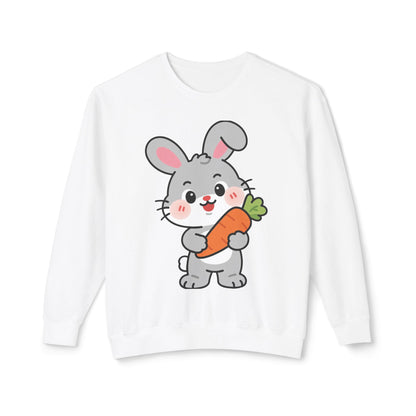 Adorable Bunny Vibes Crewneck – Cute Rabbit & Carrot Design, Aesthetic Cozy Sweatshirt for Her