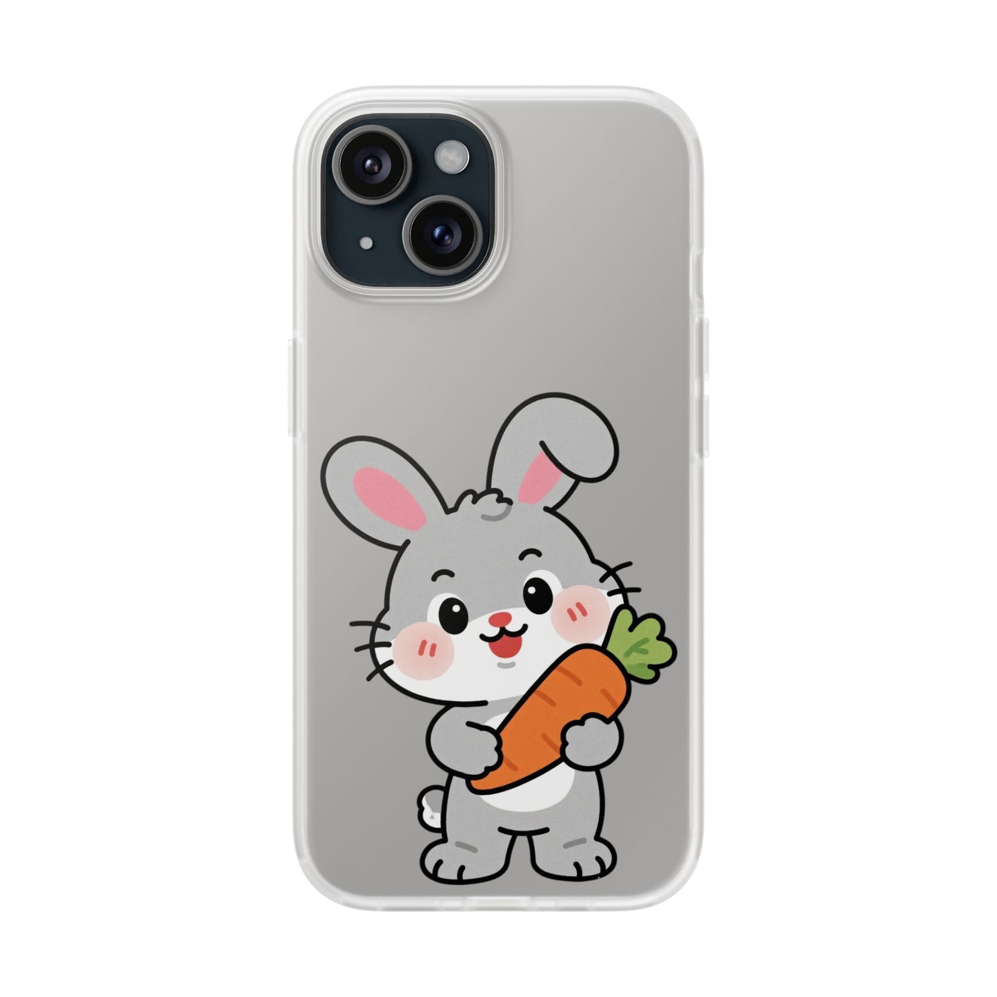 Playful Bunny Holding Carrot Phone Case – Soft, Charming Protective Cover