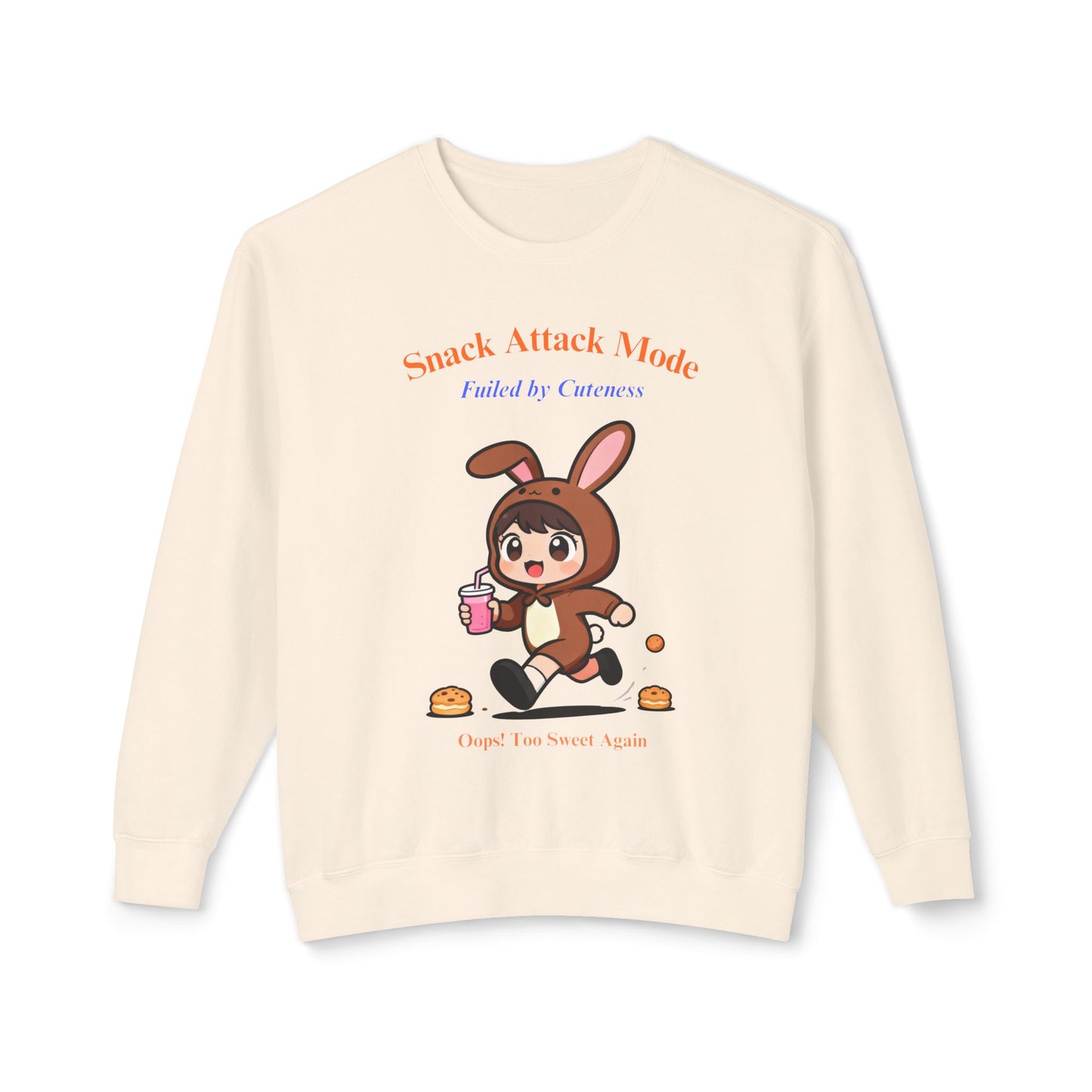 Kawaii Bunny Snack Lover Crewneck – Cute Cartoon Pullover for Cozy Everyday Style