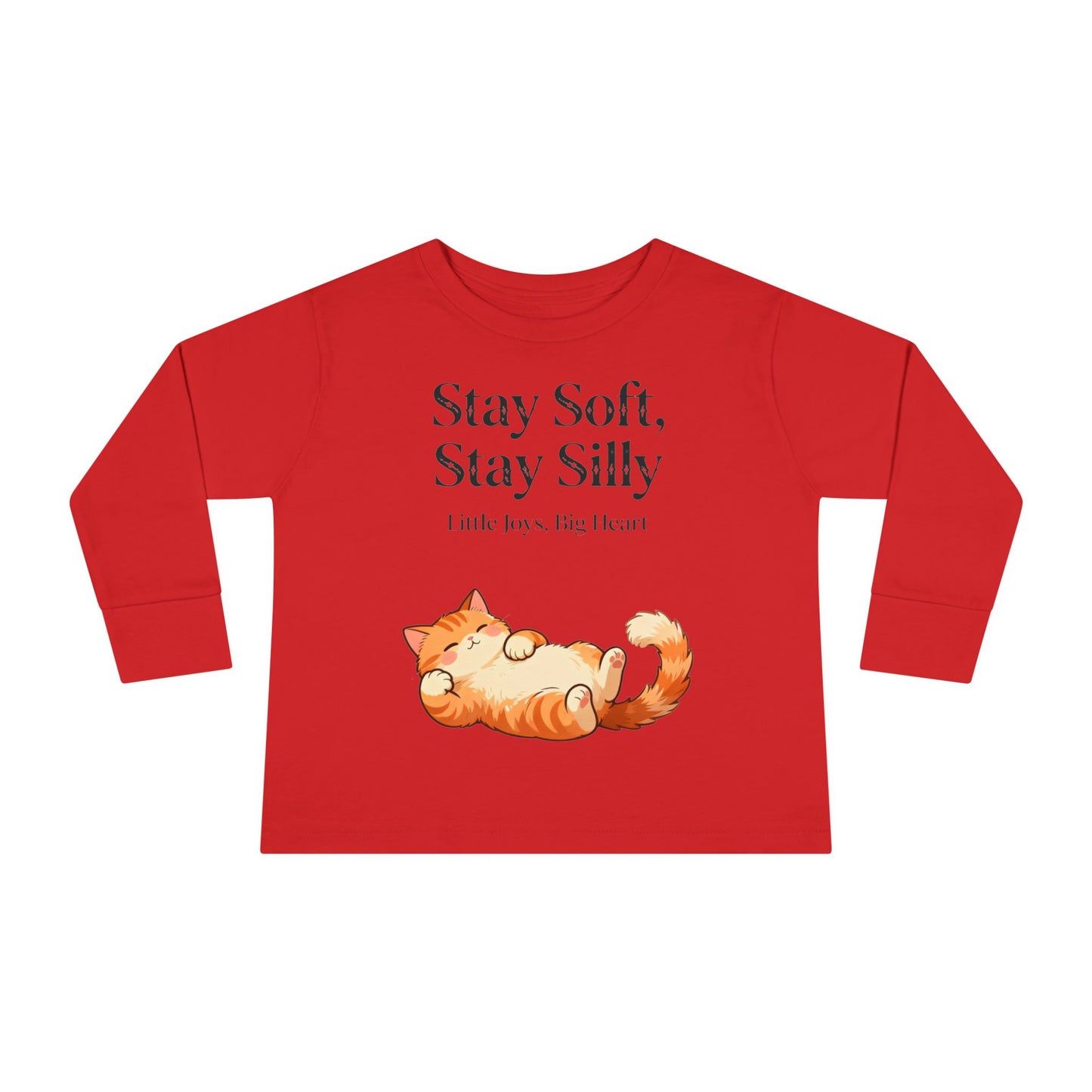 Adorable Sleeping Cat Toddler Long Sleeve – Soft & Playful “Stay Silly” Kids Top