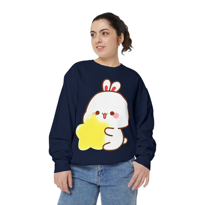 Kawaii Bunny and Star Sweatshirt – Cozy Cute Cartoon Crewneck for Dreamy Days