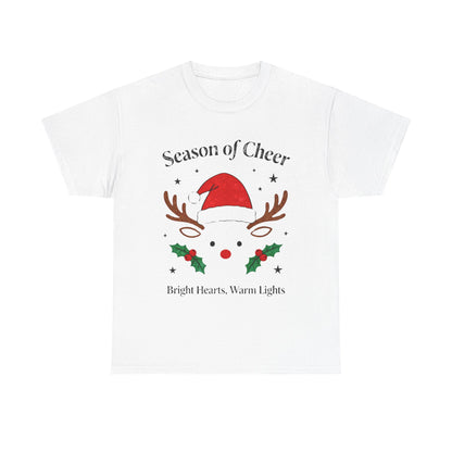 Bright Hearts Reindeer Christmas T-Shirt – Cozy Holiday Gift for Family and Friends