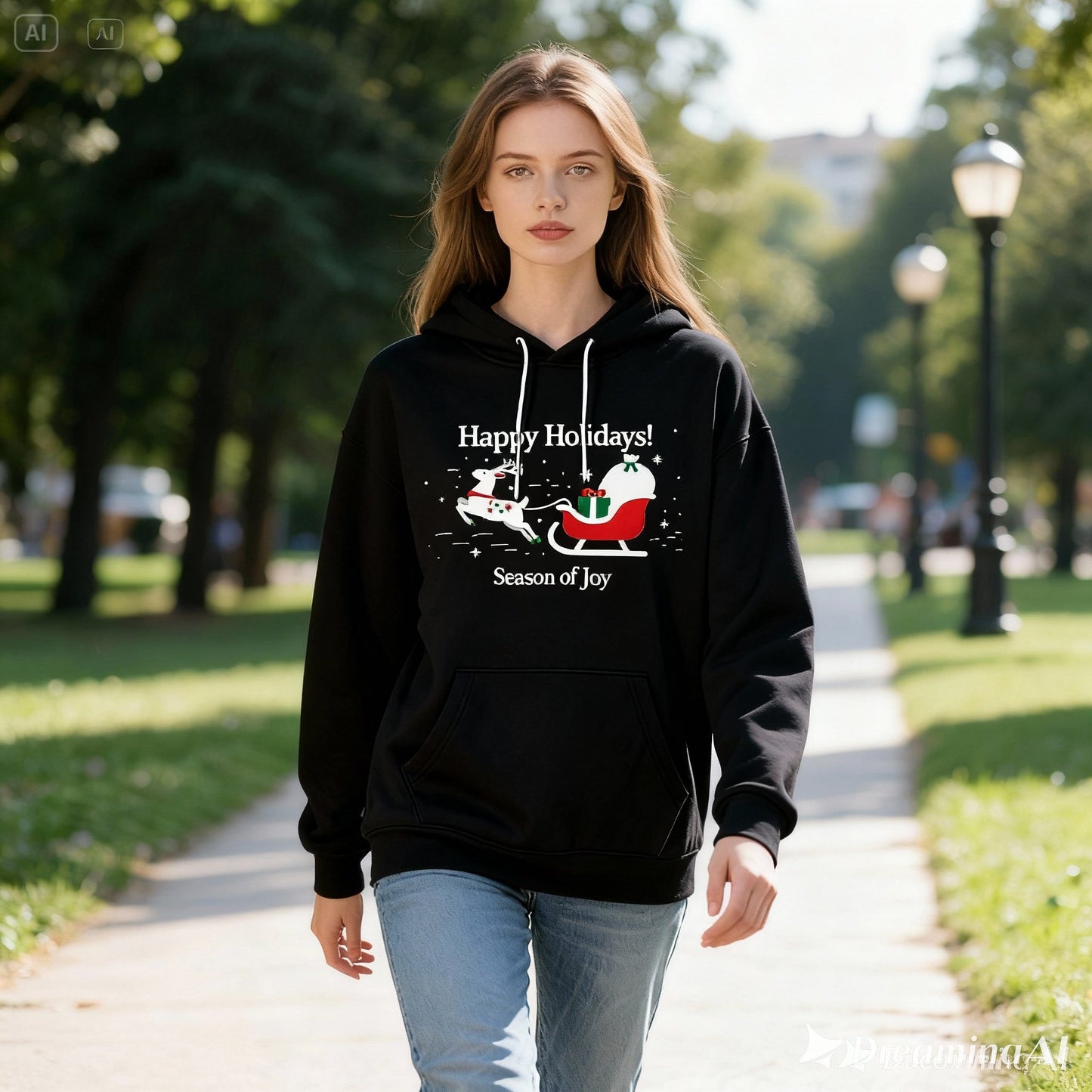 Santa Sleigh Holiday Hoodie – Cozy Christmas Pullover for Joyful Winter Moments