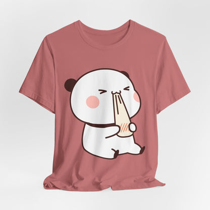 Cute Ramen Panda Tee – Whimsical Noodle Bowl Illustration Shirt