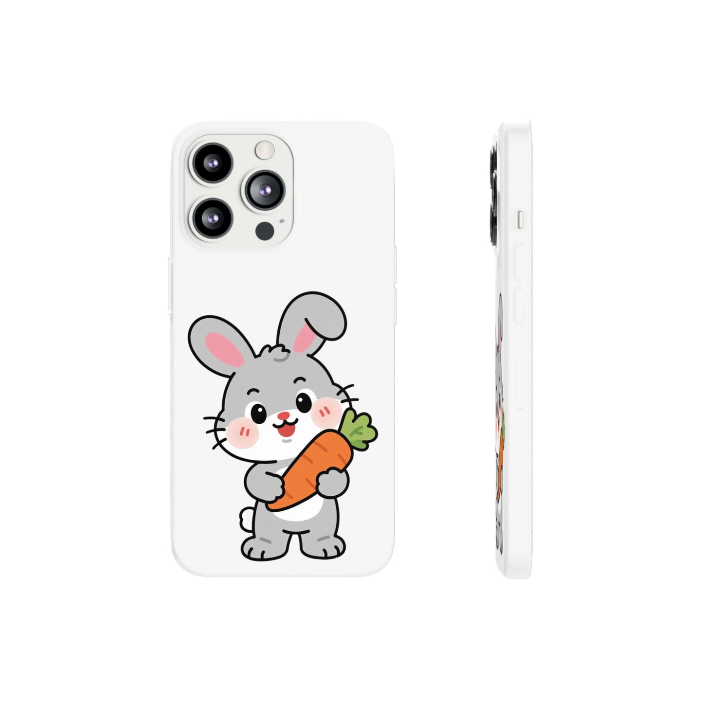 Playful Bunny Holding Carrot Phone Case – Soft, Charming Protective Cover