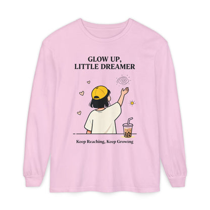 Glow Up Dreamer Long Sleeve Tee – Uplifting Inspirational Graphic Shirt